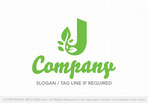 Logo 9032: Plant Shaped Letter J Logo