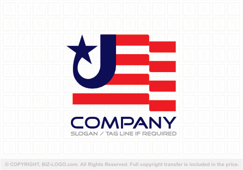 Logo 9033: 3D Letter J USA flag Logo