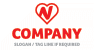 Red Heart Shape Letter N Logo