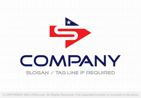 8907: Forward Arrow USA Flag Letter S Logo