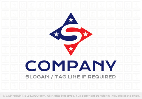 Logo 8899: USA Star Letter S Logo