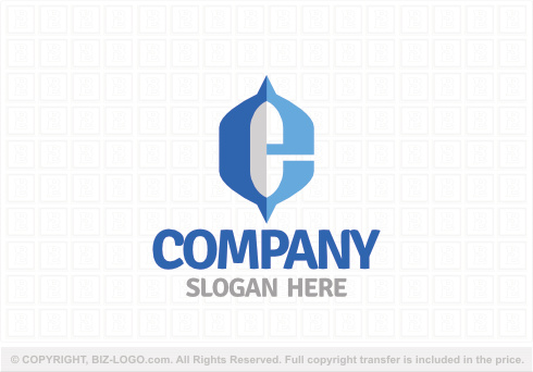 9300: Blue Monogram Letter E Logo