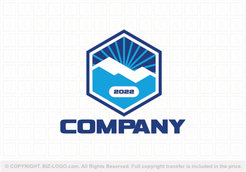 Logo 9249: Blue Hexagon Mountain Logo 