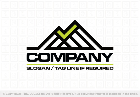 Logo 9248: Green Check Mark Mountain Logo