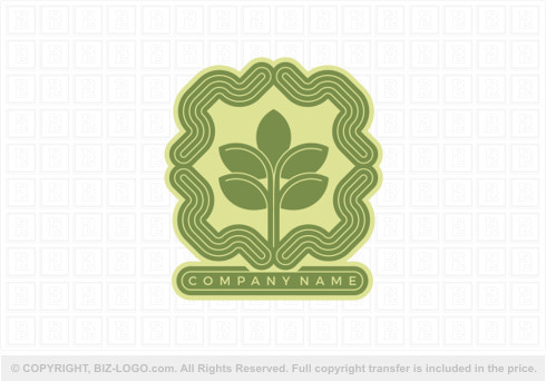 9371: Green Plant Crest Logo