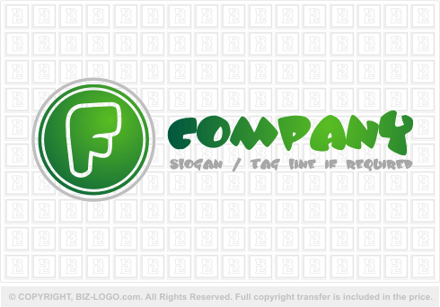 Logo 810: Green Circle Funky F Logo
