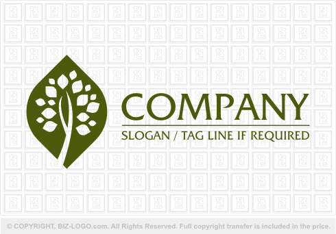 Logo 2155: Decorative Tree and Leaves Logo