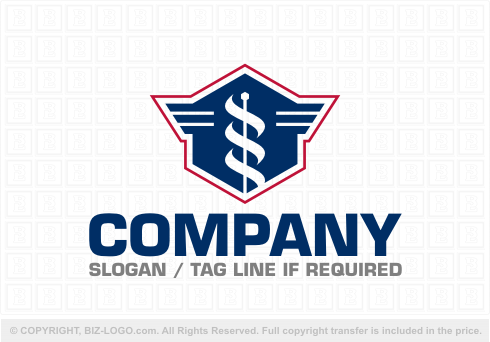 Logo 2809: Caduceus Shield Medical Logo