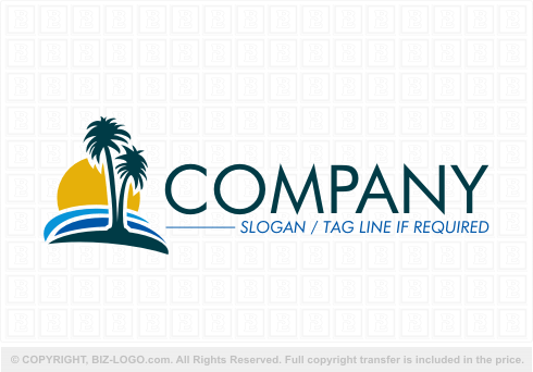 Logo 3394: Palm Tree Island Logo