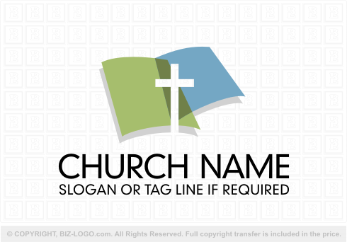 Logo 4222: Modern Cross and Open Bible Logo