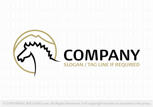 Logo 3801: Horse and Mountain Outline Logo