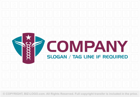 Logo 3568: Caduceus and Shield Logo Design