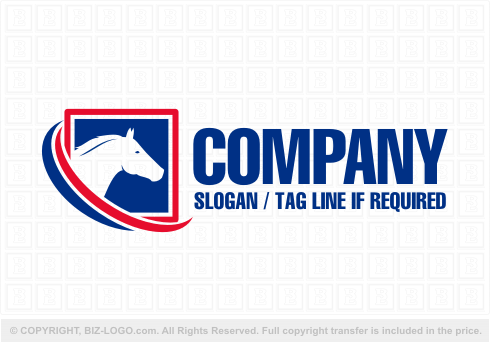 Logo 5204: Red, Blue, White Horse Logo