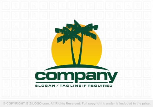 Logo 4963: Palm Trees and Sun Logo