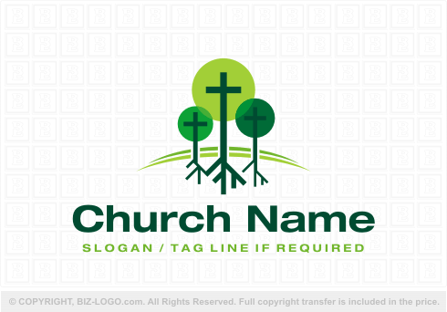 Logo 5682: Cross and Tree Combination Logo