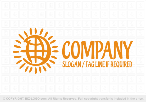 Logo 6164: Hand-Drawn Globe and Sun Logo