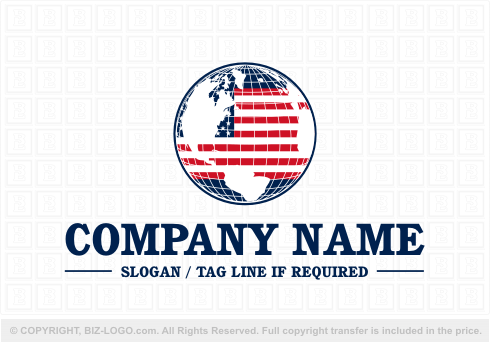 Logo 6156: American Flag Globe Logo