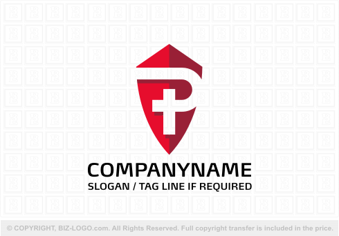 Logo 6140: Letter P, Cross and Shield Logo