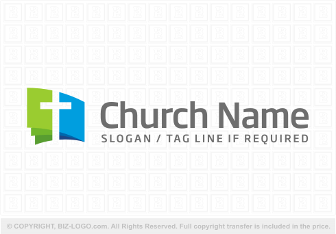 Logo 6822: Modern Bible and Cross Logo