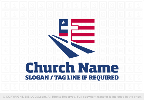 Logo 6838: US Flag, Cross, Road Logo