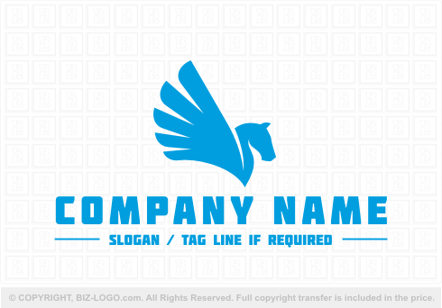 Logo 7433: Blue Winged Horse Logo