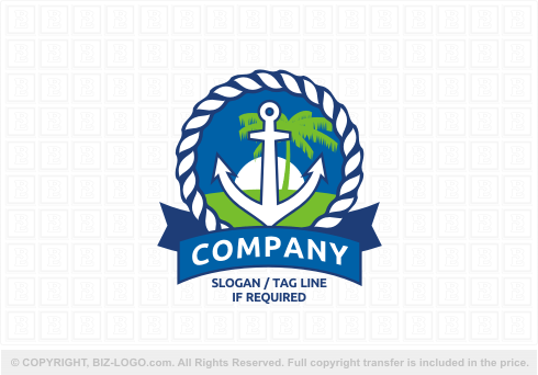 Logo 7315: Anchor and Palm Tree Logo