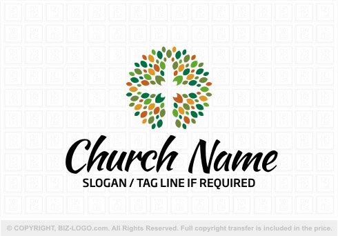 Logo 7769: Cross and Tree Combination Logo 2