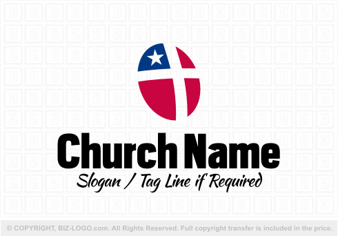 Logo 7757: American Flag Cross Logo 2