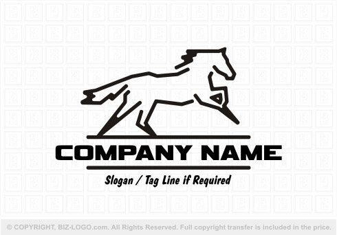 Logo 8001: Black and White Horse Outline Logo