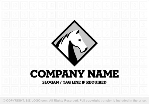 Logo 7999: Black and White Horse Logo