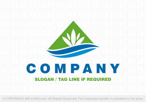 Logo 7792: Mountain, River and Plant Logo