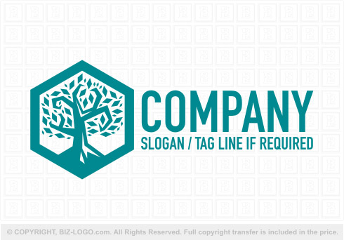 Logo 8223: Blue Hexagon Tree Logo