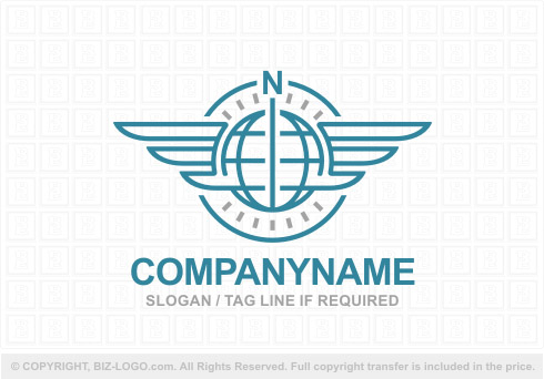 Logo 8175: Decorative Winged Globe Logo