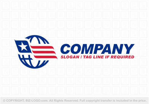 Logo 8179: Wire Frame American Globe Logo