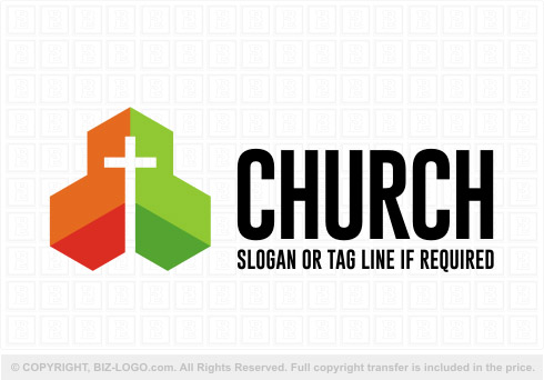 Logo 8590: Catchy Green And Orange Church Logo