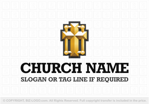 Logo 8481: Gold Stylish Cross Logo