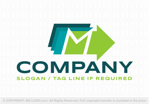 Logo 8686: Green Arrow Letter M Logo