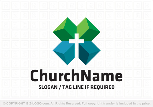 Logo 8806: Blue And Green Church Logo