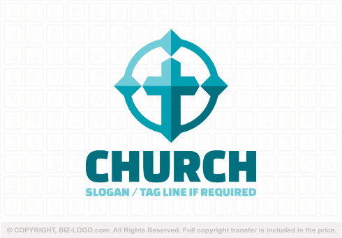 Logo 9013: Blue Compass Cross Church Logo