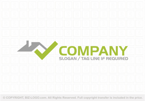 Logo 8967: Green Check Mark Construction Logo