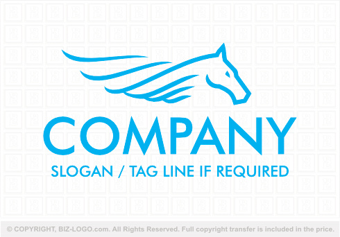 Logo 8851: Blue Pegasus Horse Logo