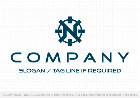 Logo 8884: Blue Compass Letter N Logo