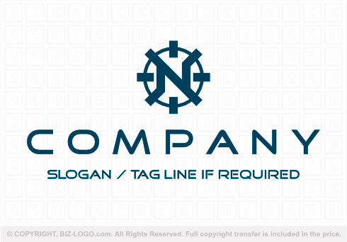 8884: Blue Compass Letter N Logo