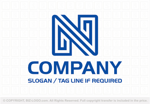 Logo 8886: Unique Blue Letter N Logo