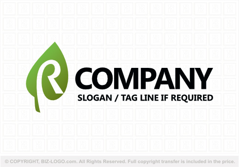 Logo 8943: Green Leaf Letter R Logo 