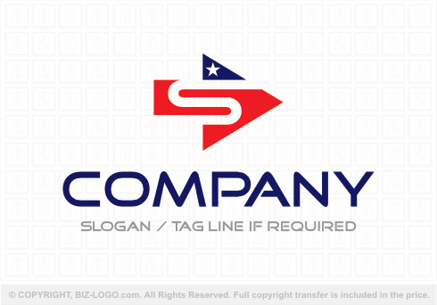 Logo 8907: Forward Arrow USA Flag Letter S Logo