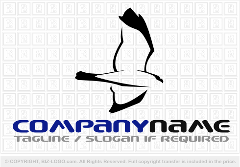 Logo 1840: Flying Bird Outline Logo